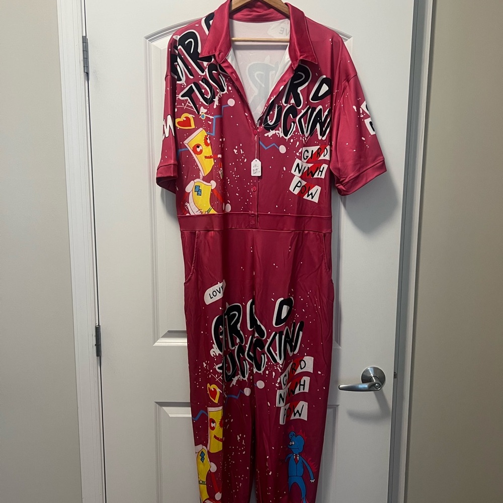 Red Graphic Jumpsuit